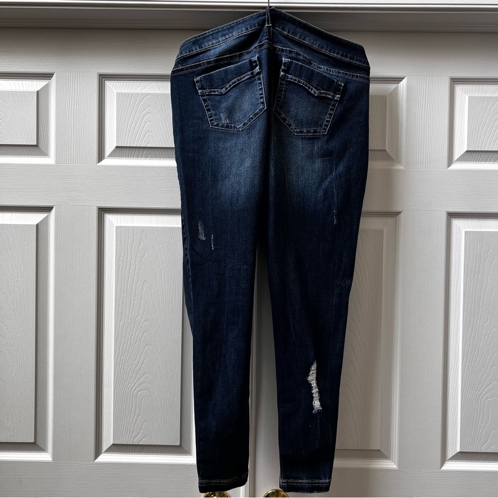 Rocks & Indigo Blue Denim Distressed Jeans, Size 14 - Picture 3 of 8